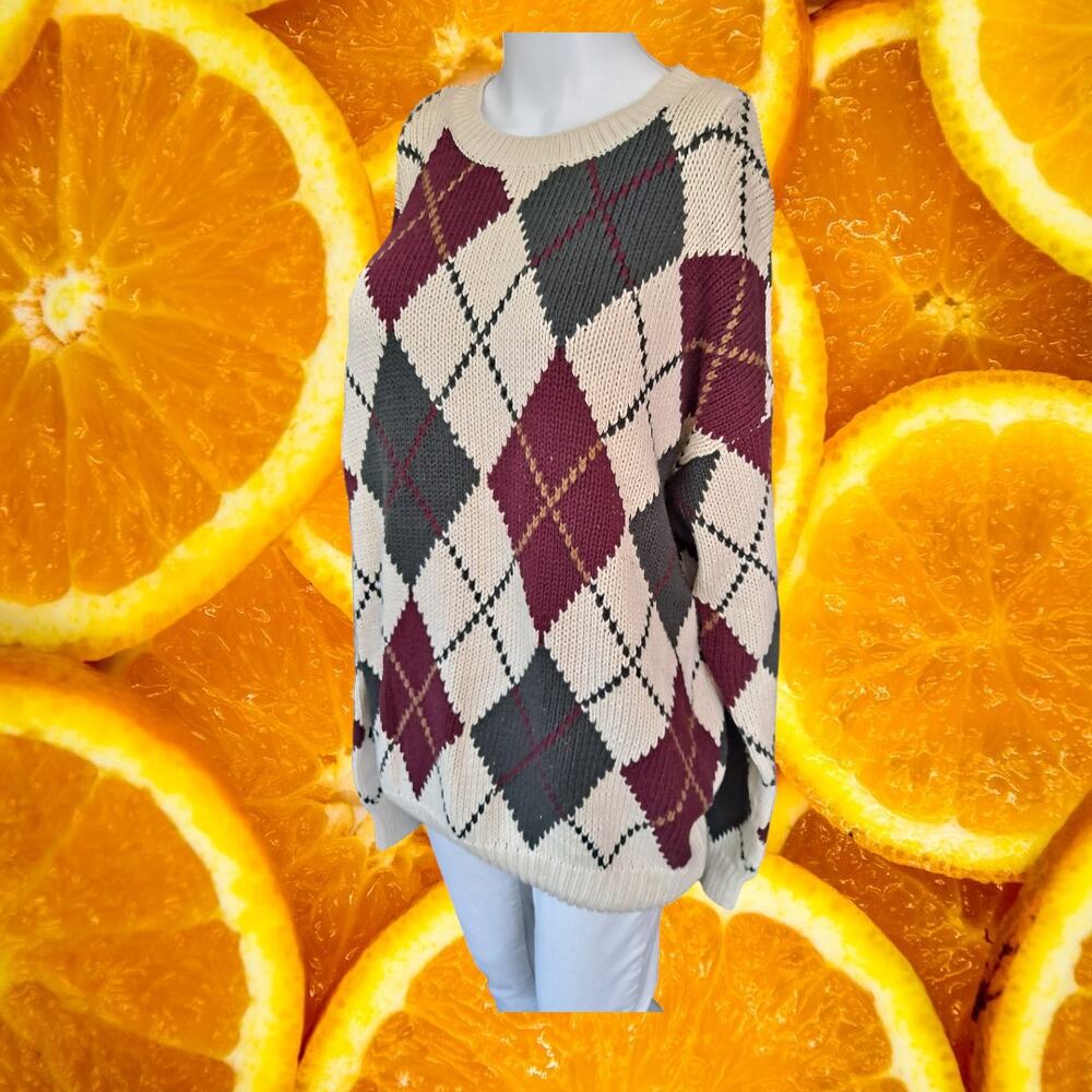 Abercrombie & Fitch Argyle Crew Neck Sweater Size Large‎